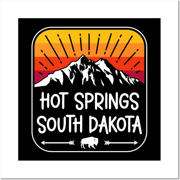 Hot Springs South Dakota Vintage Mountain Sunset Wall Art by SouthDakotaGifts